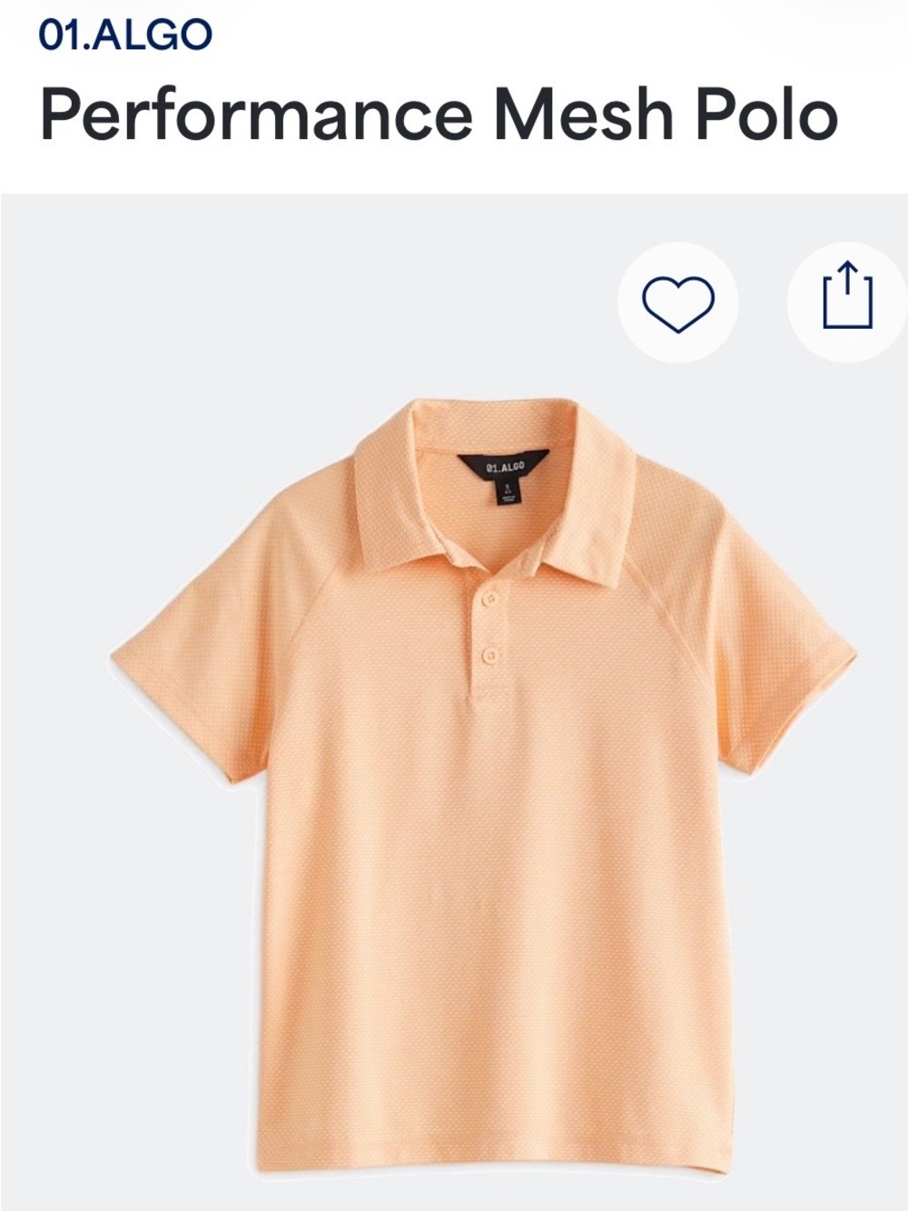 ALGO Kids' Peach Performance Mesh Polo Shirt